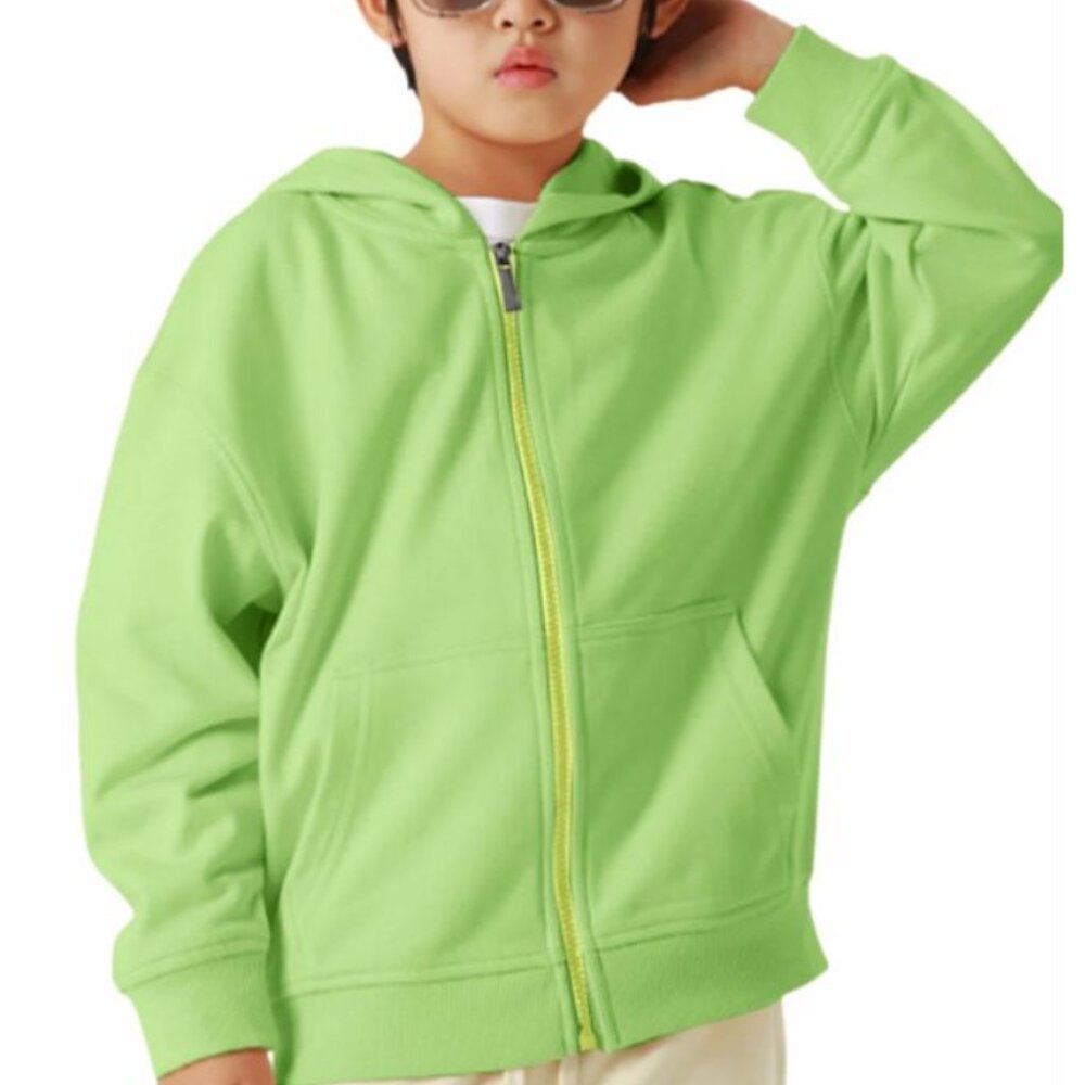 DILBYKE NEON GREEN FULL ZIP HOODIE SWEATESHIRT